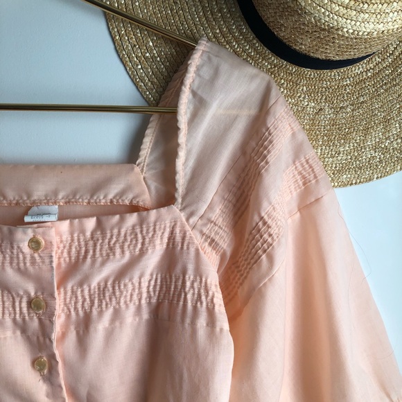 True Vintage Puff Sleeve Creamsicle Blouse Top - Picture 5 of 9